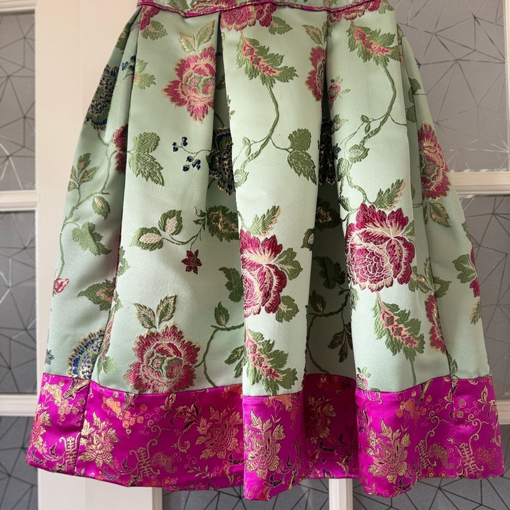 Floral Green and Pink Skirt